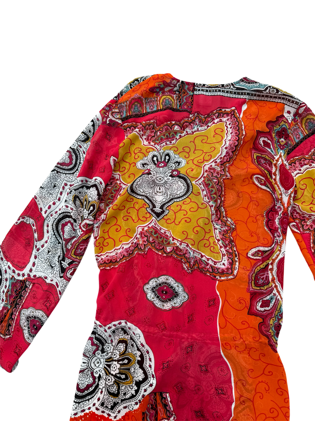 orange beaded sheer blouse