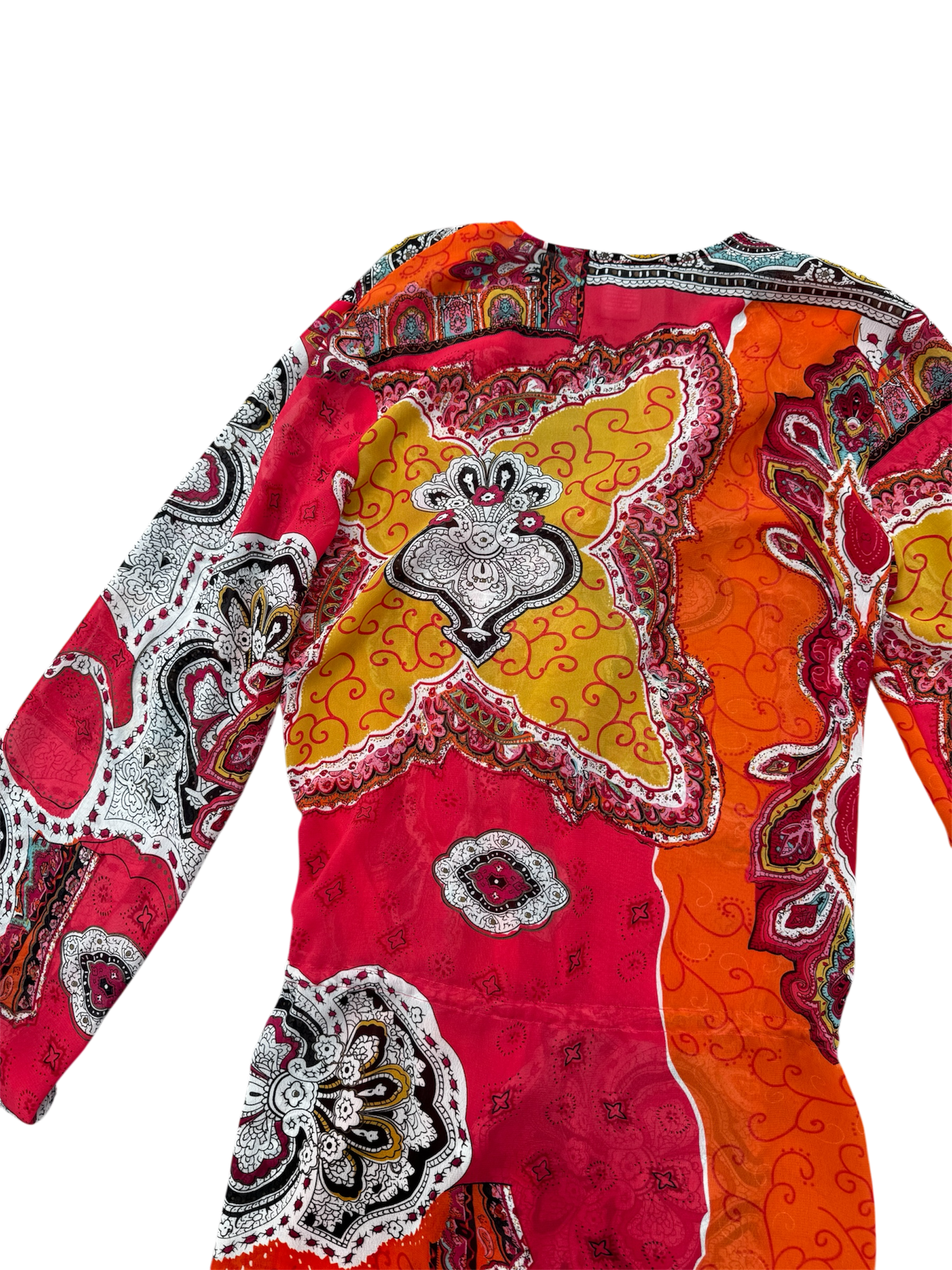 orange beaded sheer blouse