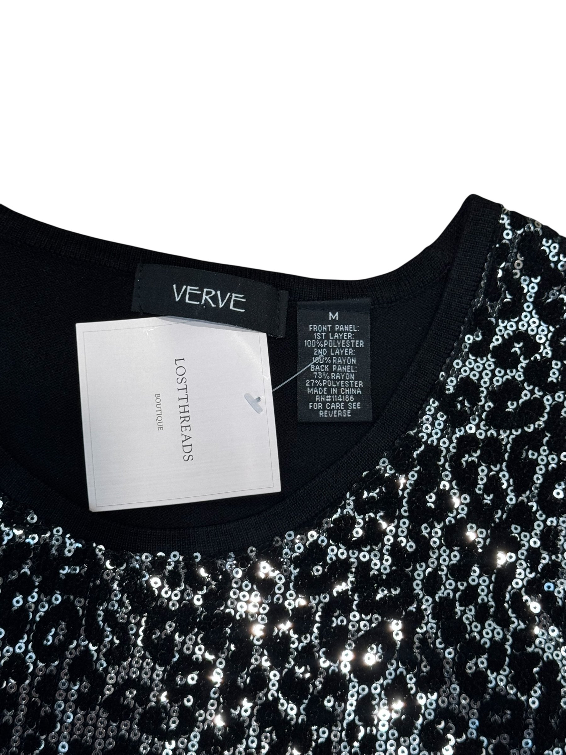 Black & silver sequin cheetah print tank top