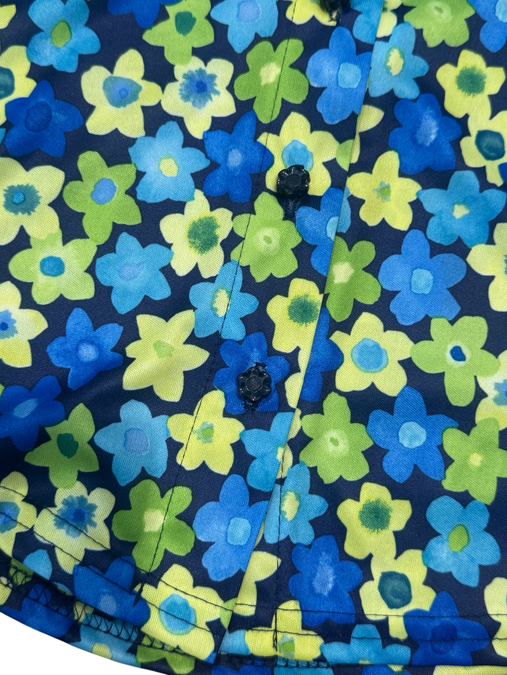 Green & blue floral pattern collared blouse