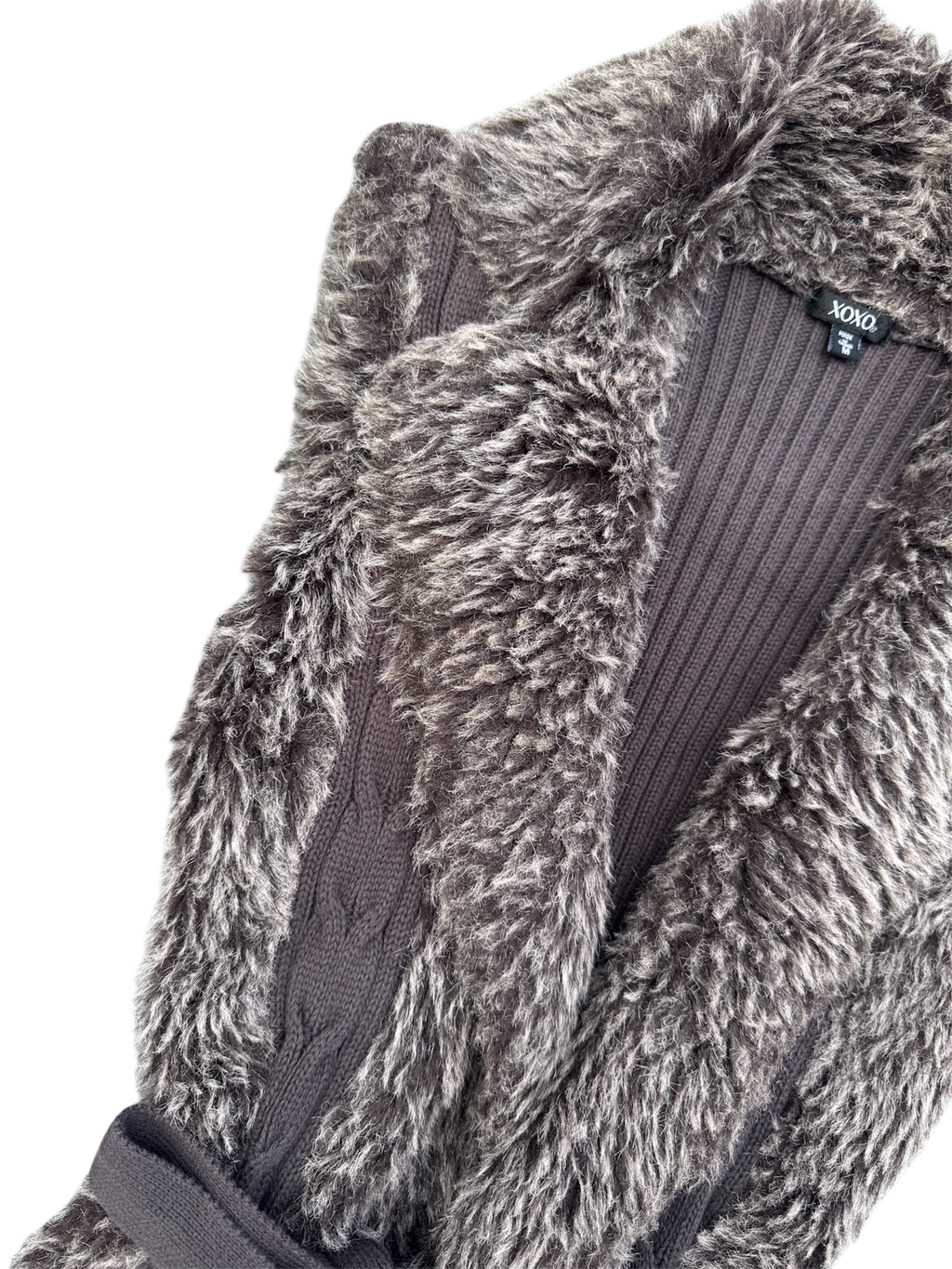 Brown y2k faux trim knit vest