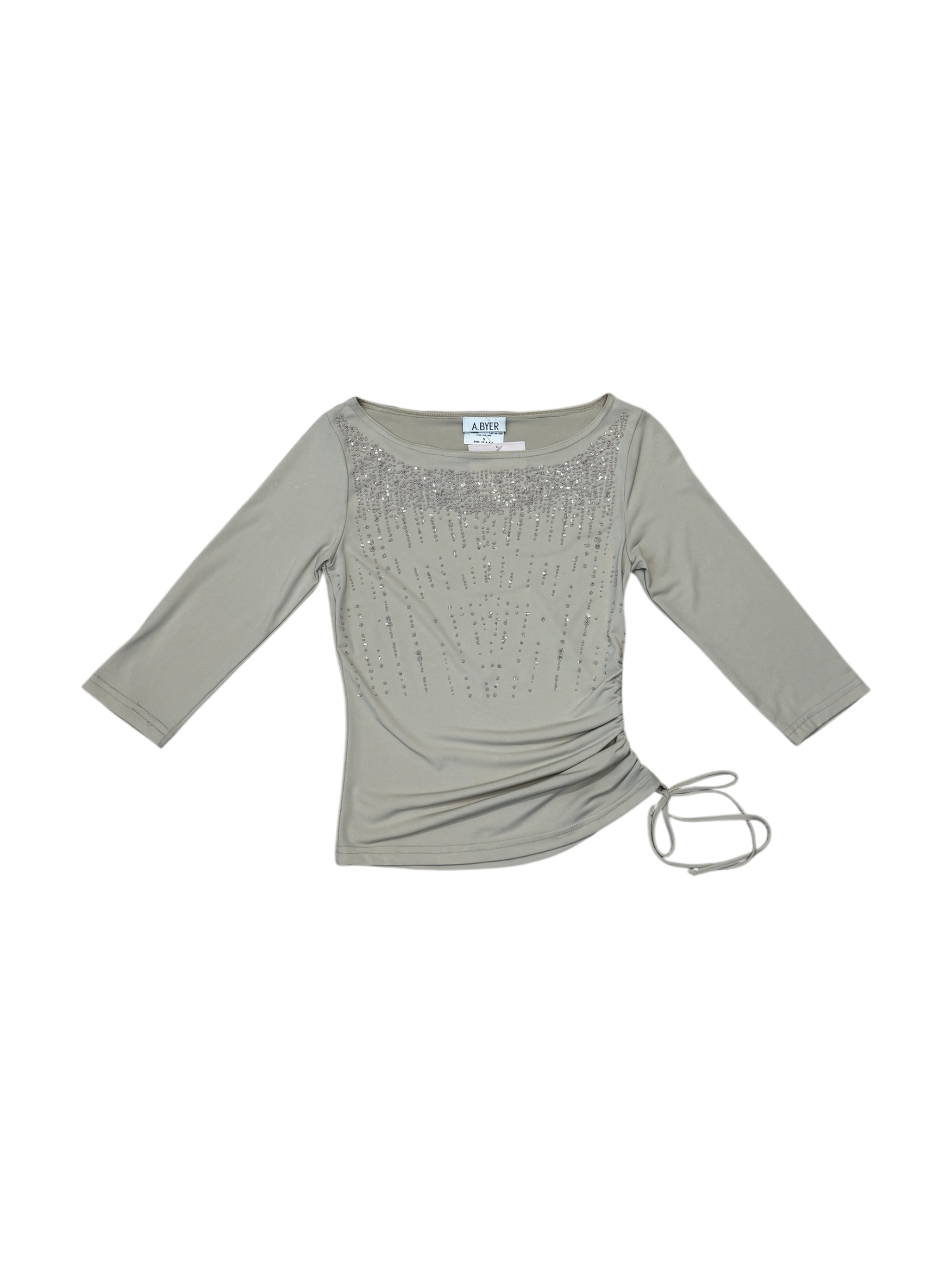 Beige beaded y2k top