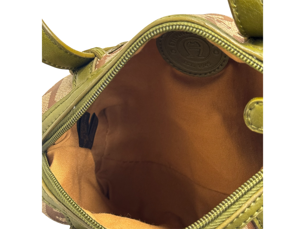 Vintage Etienne Aigner brown & green monogram mini bag