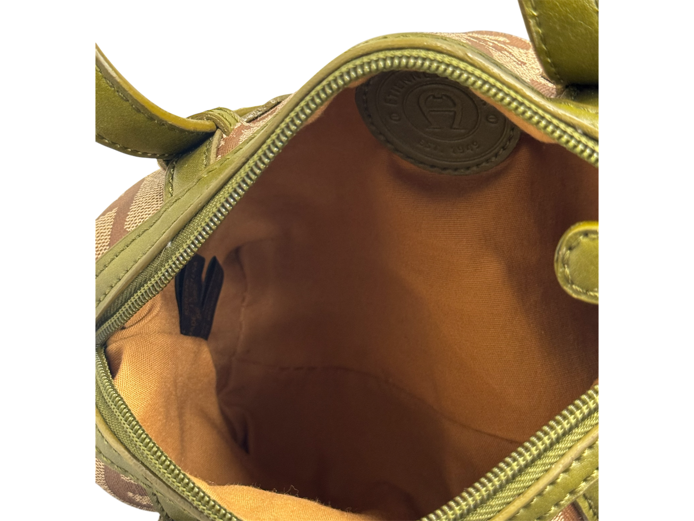 Vintage Etienne Aigner brown & green monogram mini bag