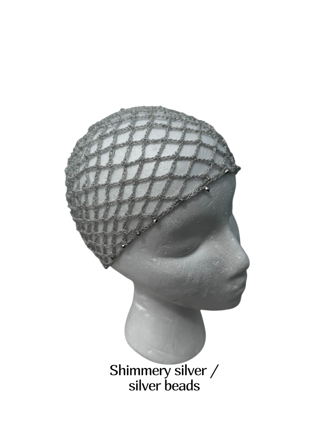 Crochet beaded fishnet skull caps