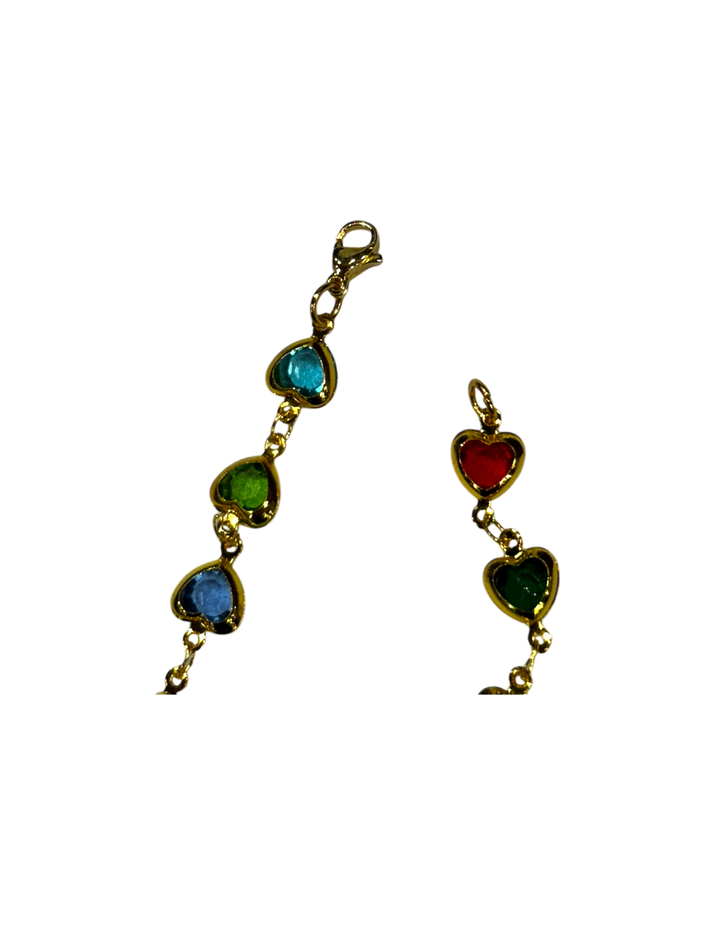 Colorful hearts gold chain bracelet