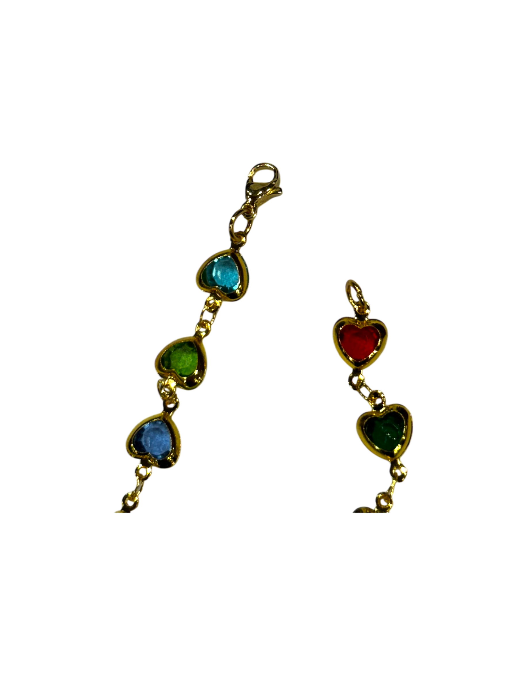 Colorful hearts gold chain bracelet