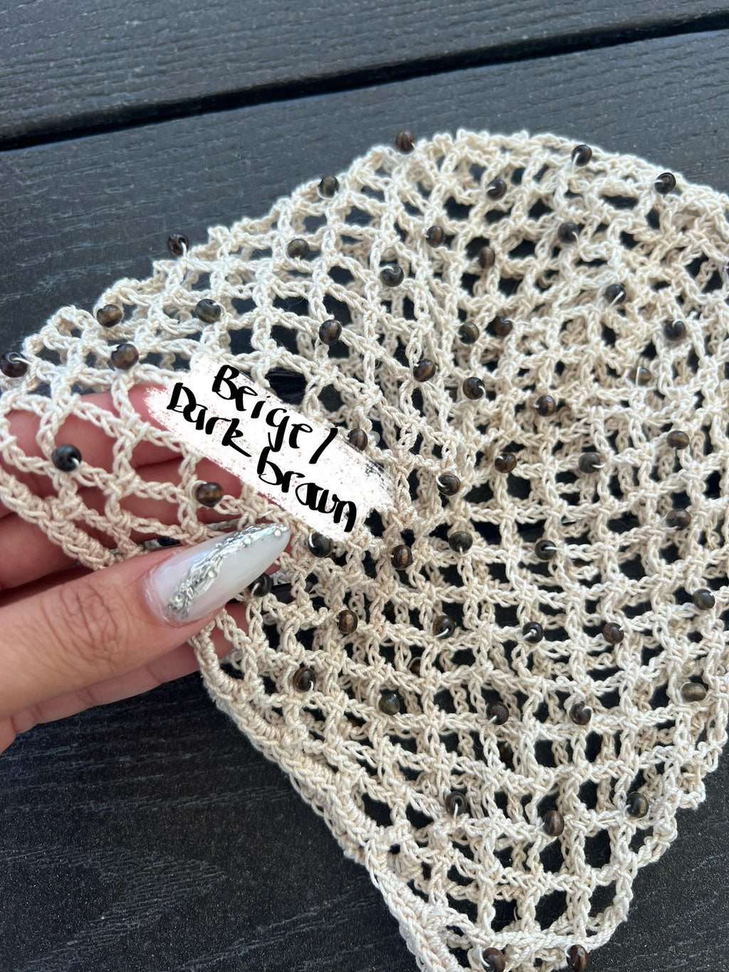 Crochet beaded fishnet skull caps