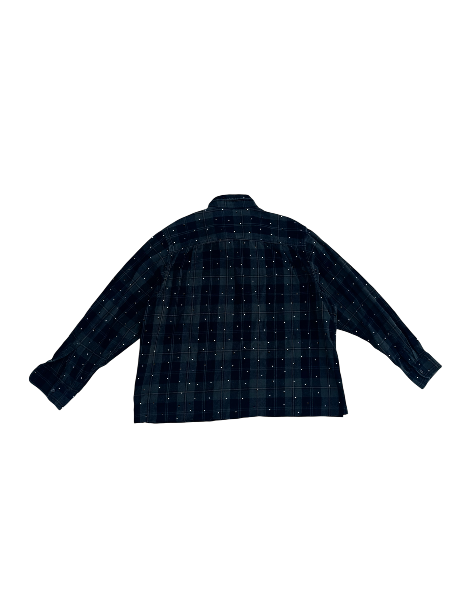 Forest green plaid bedazzle custom long sleeve shirt