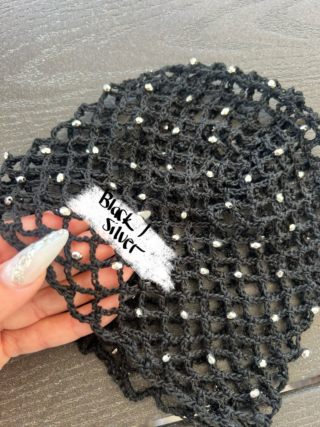 Crochet beaded fishnet skull caps