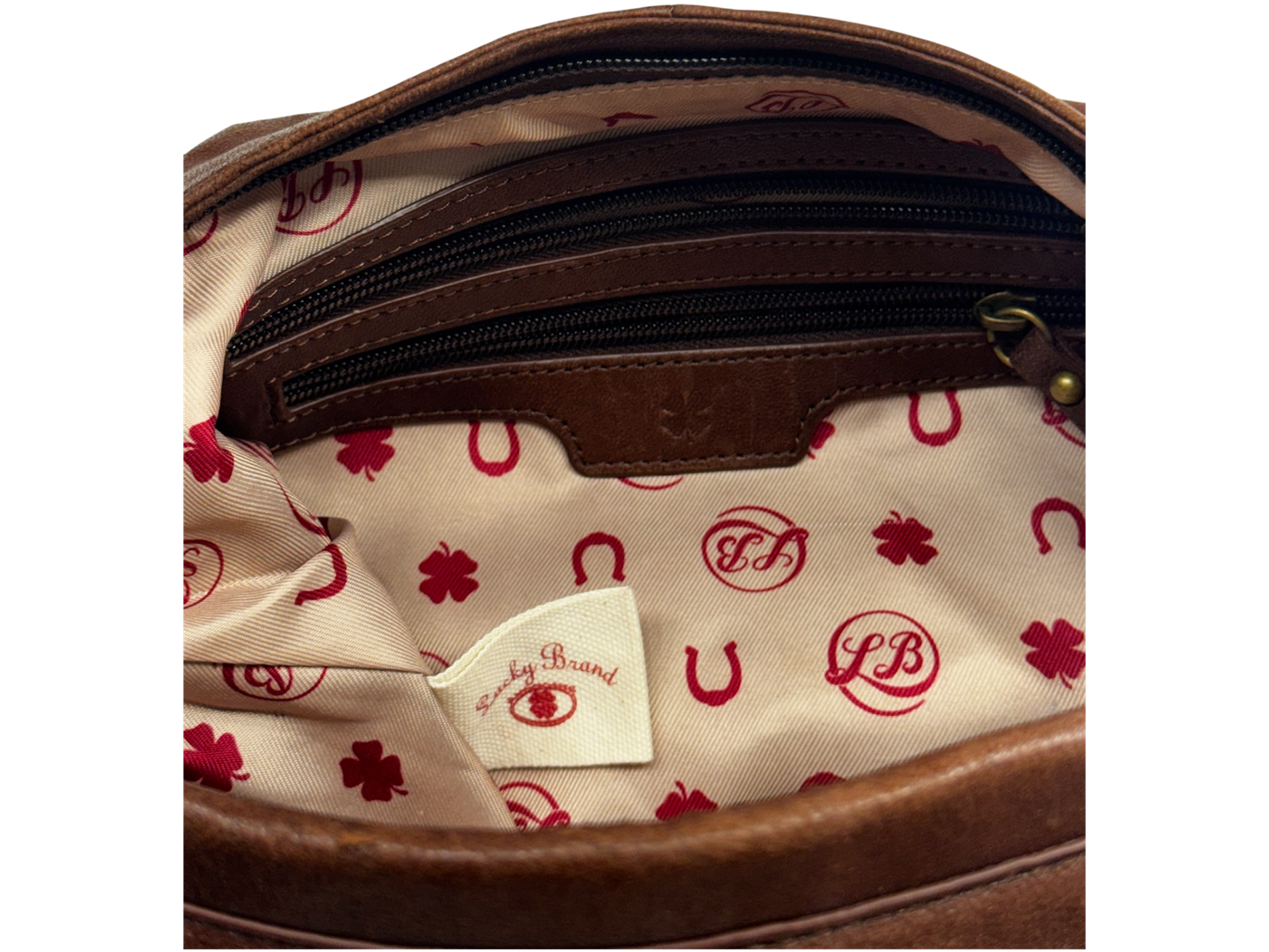 Brown hobo style studded leather bag