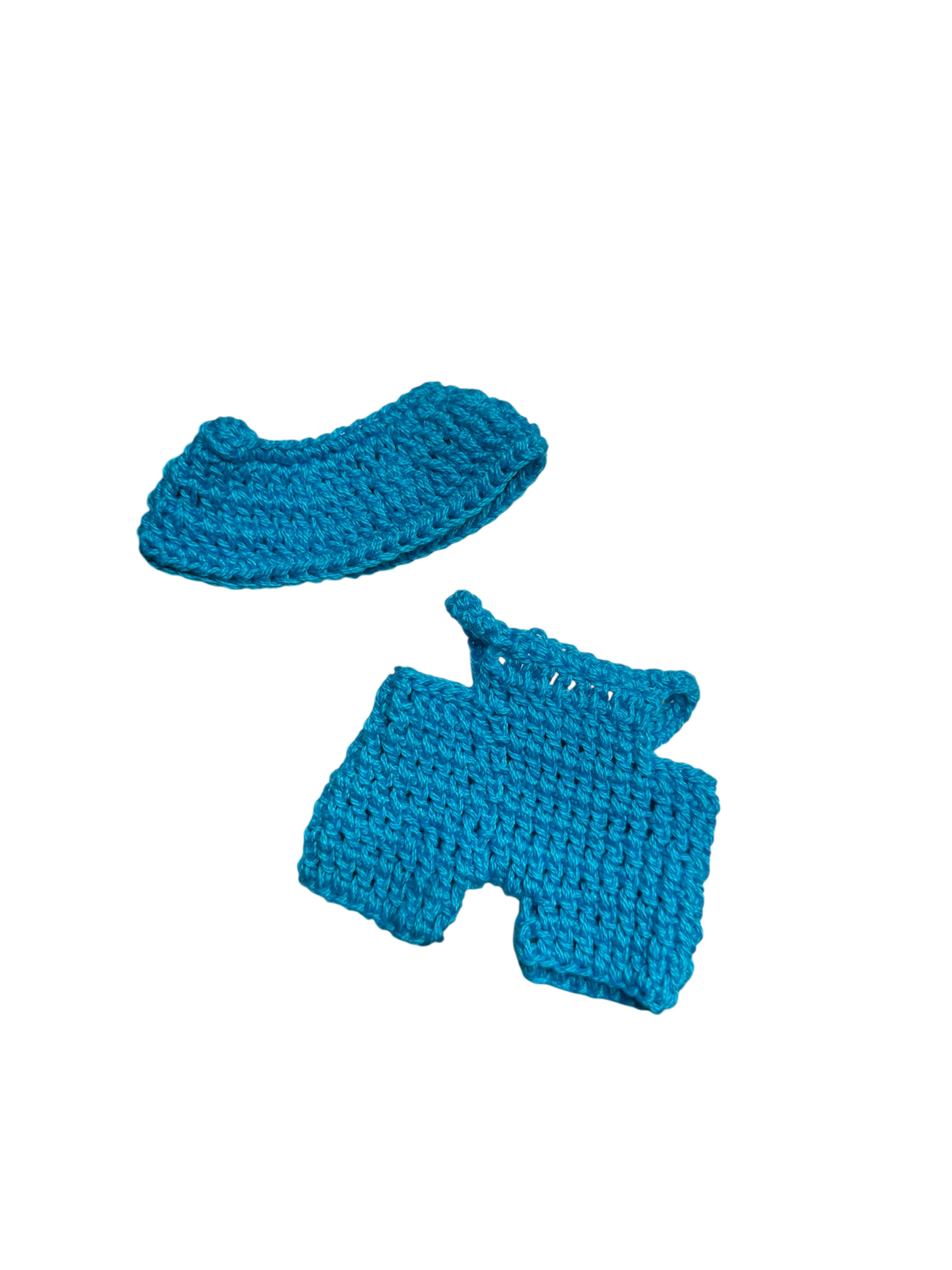 Blue overall & bucket hat set