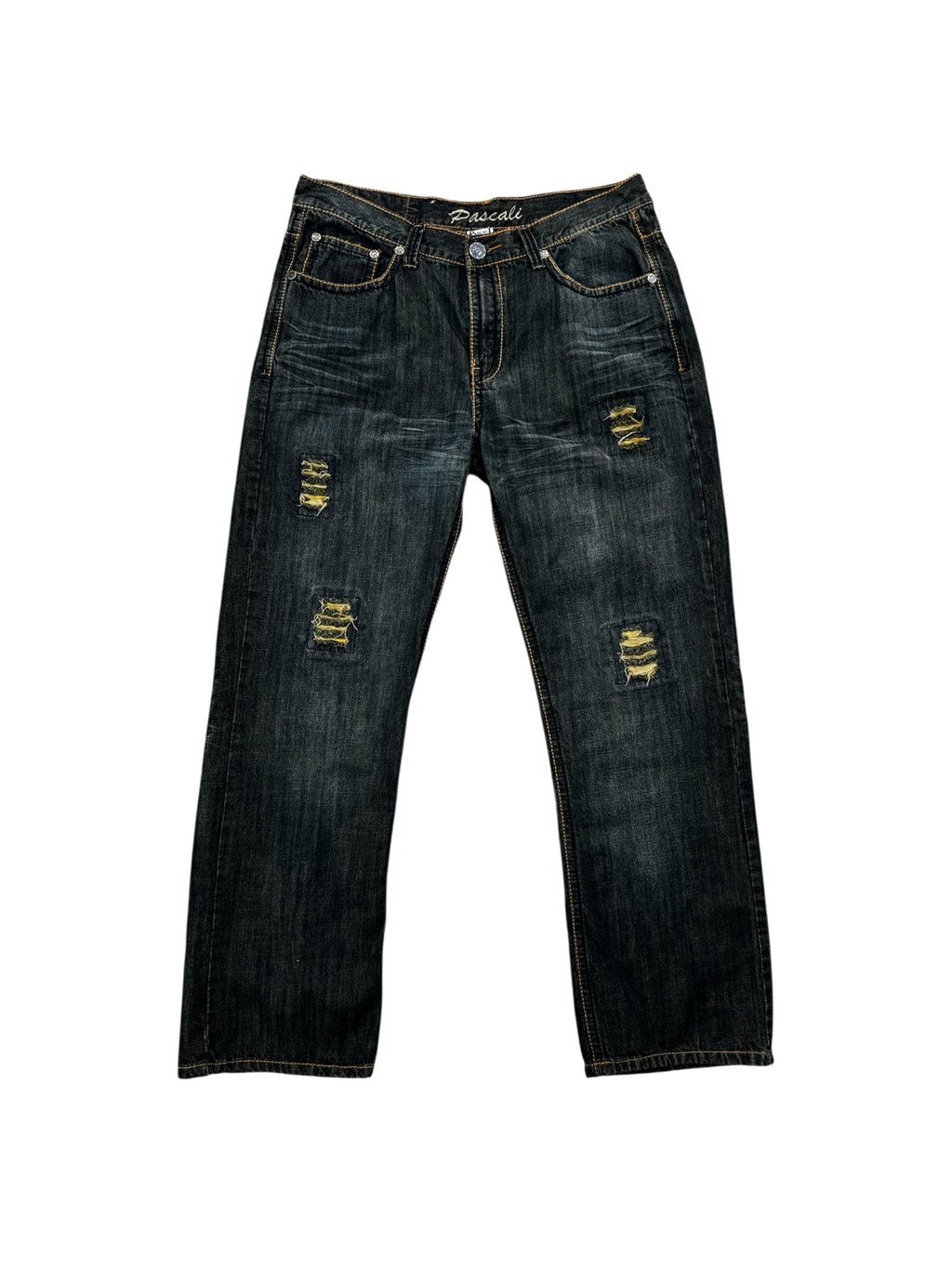 vintage distressed denim studded jeans