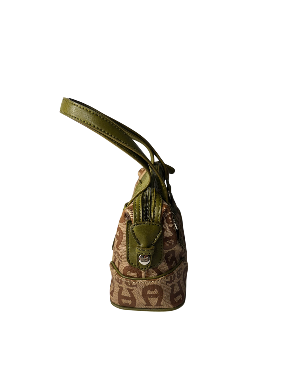 Vintage Etienne Aigner brown & green monogram mini bag