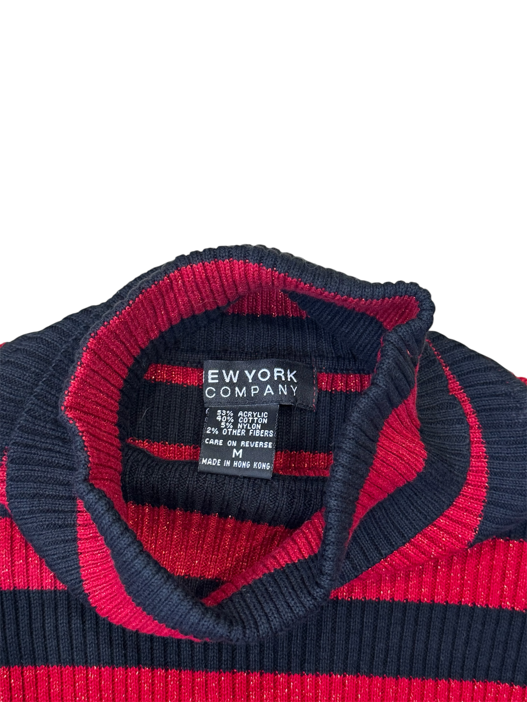 Black & blue sparkly striped turtleneck sweater