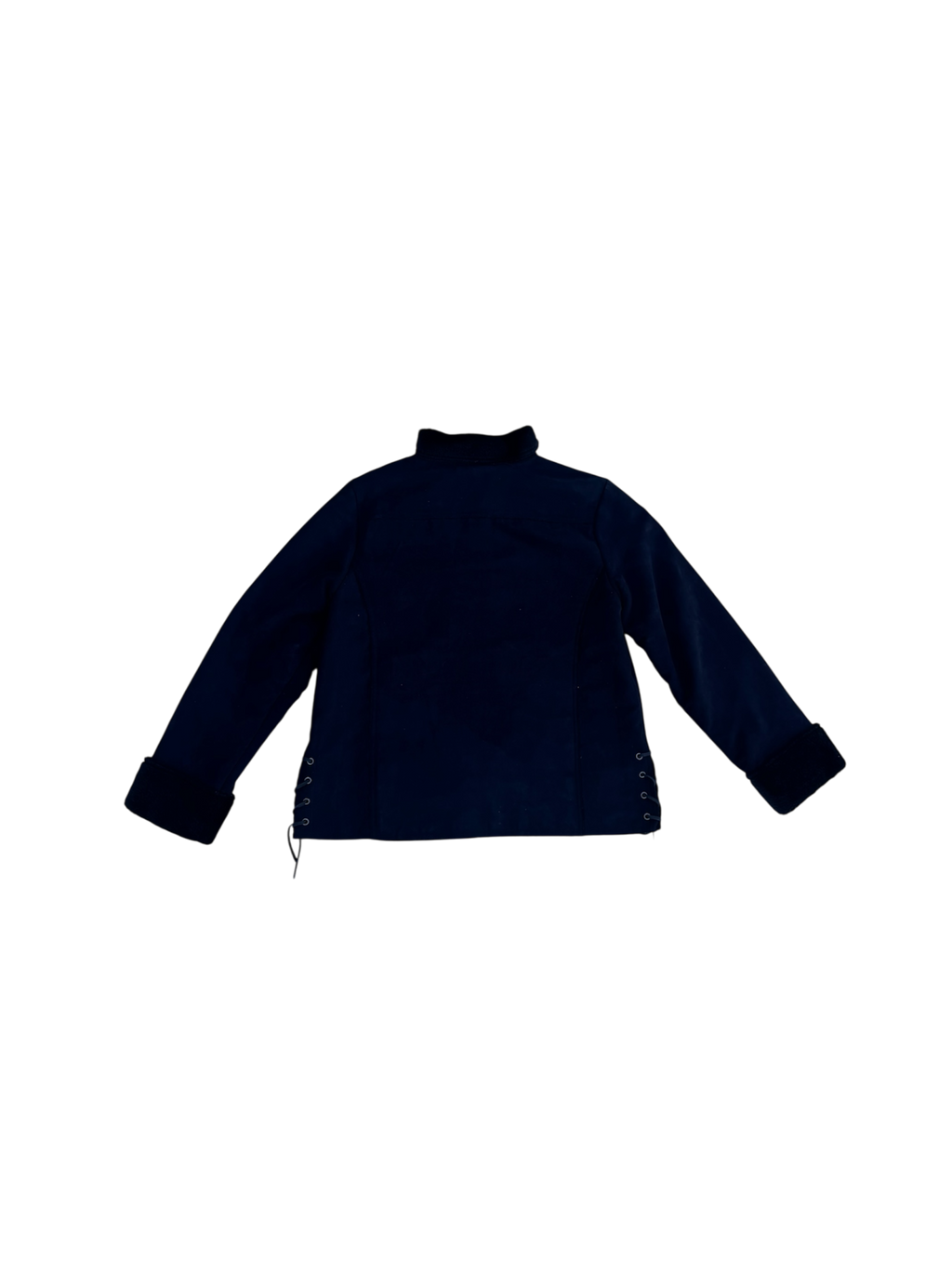 Black floral suede faux fur lined jacket / coat