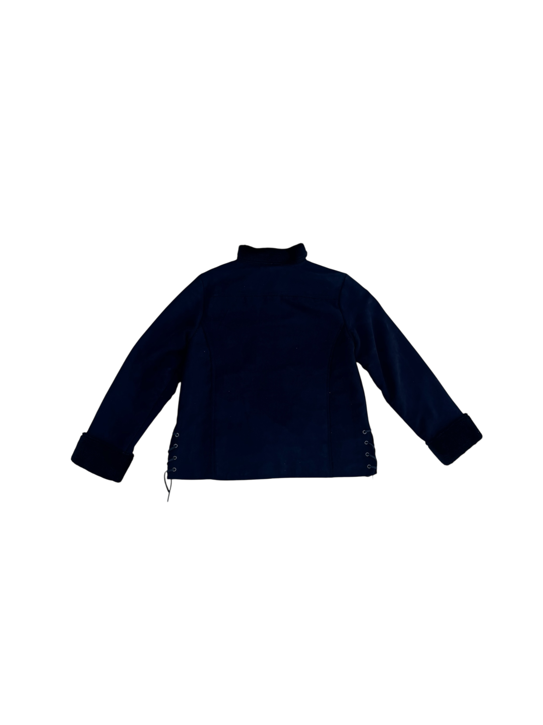 Black floral suede faux fur lined jacket / coat