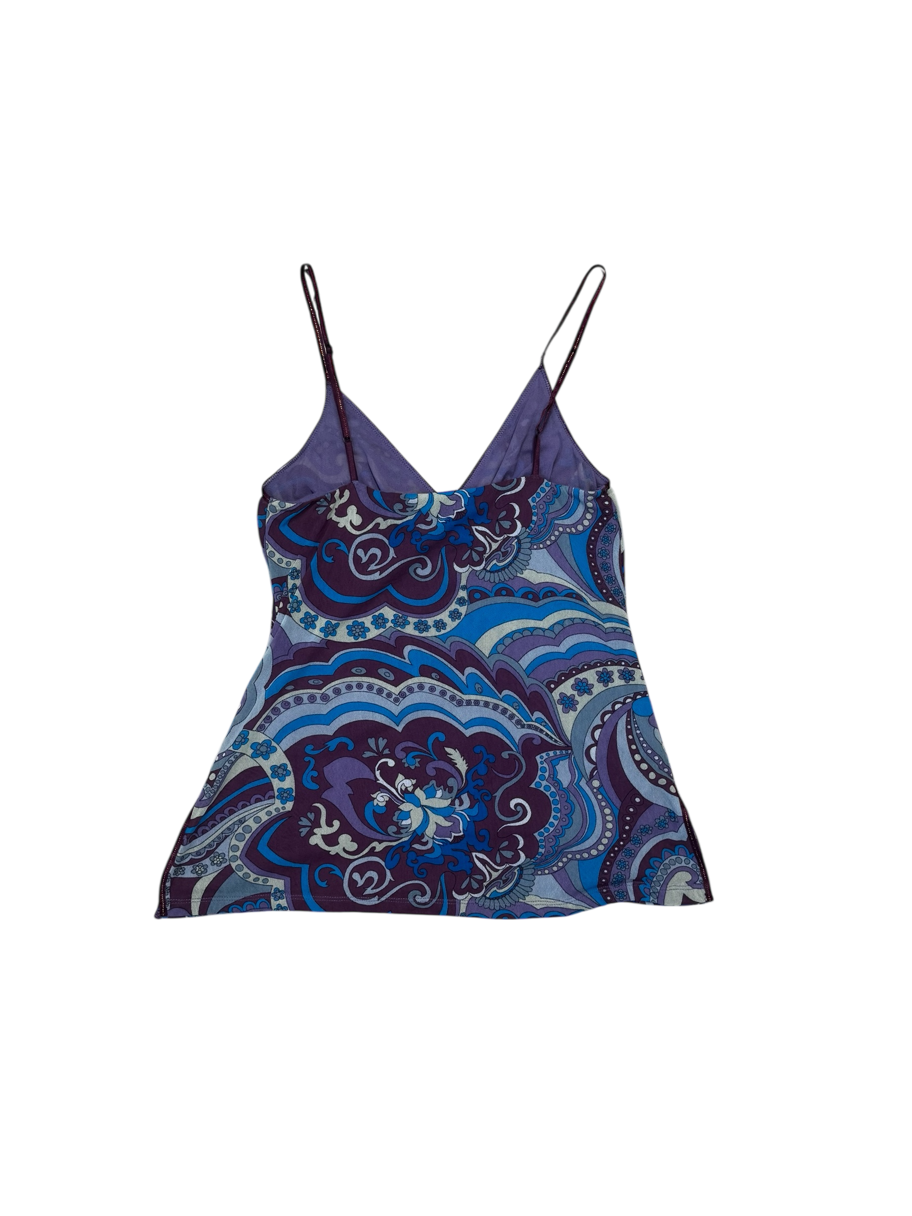 Purple paisley print y2k cami top