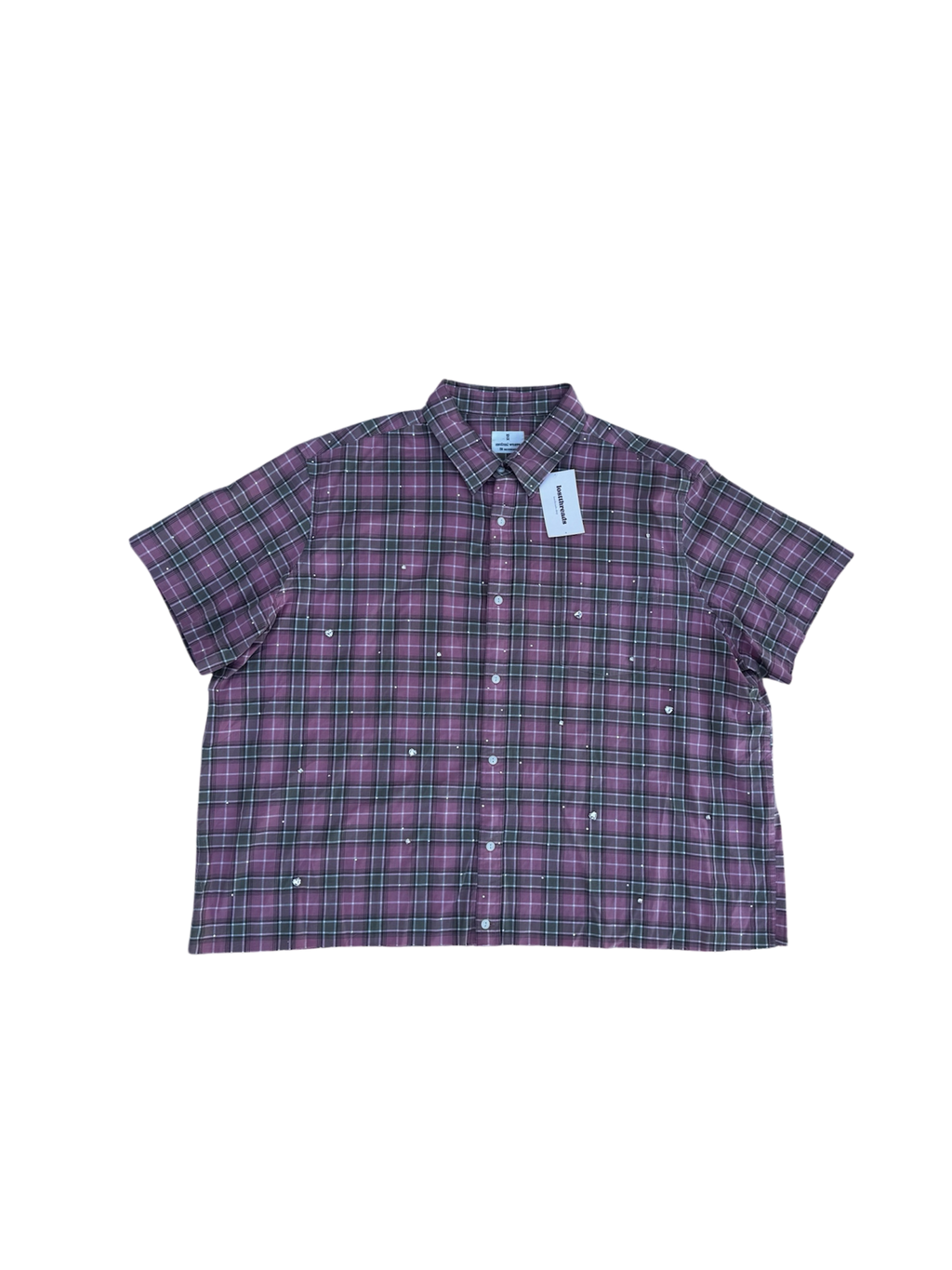 Custom pink & green rhinestone heart short sleeve shirt