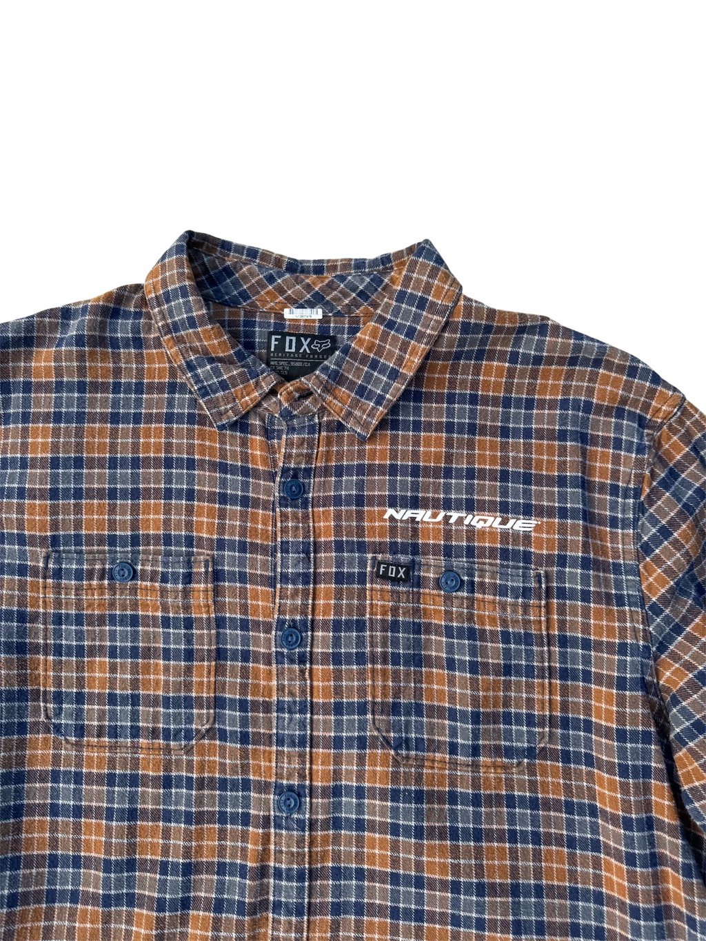 Vintage orange & blue FOX flannel shirt