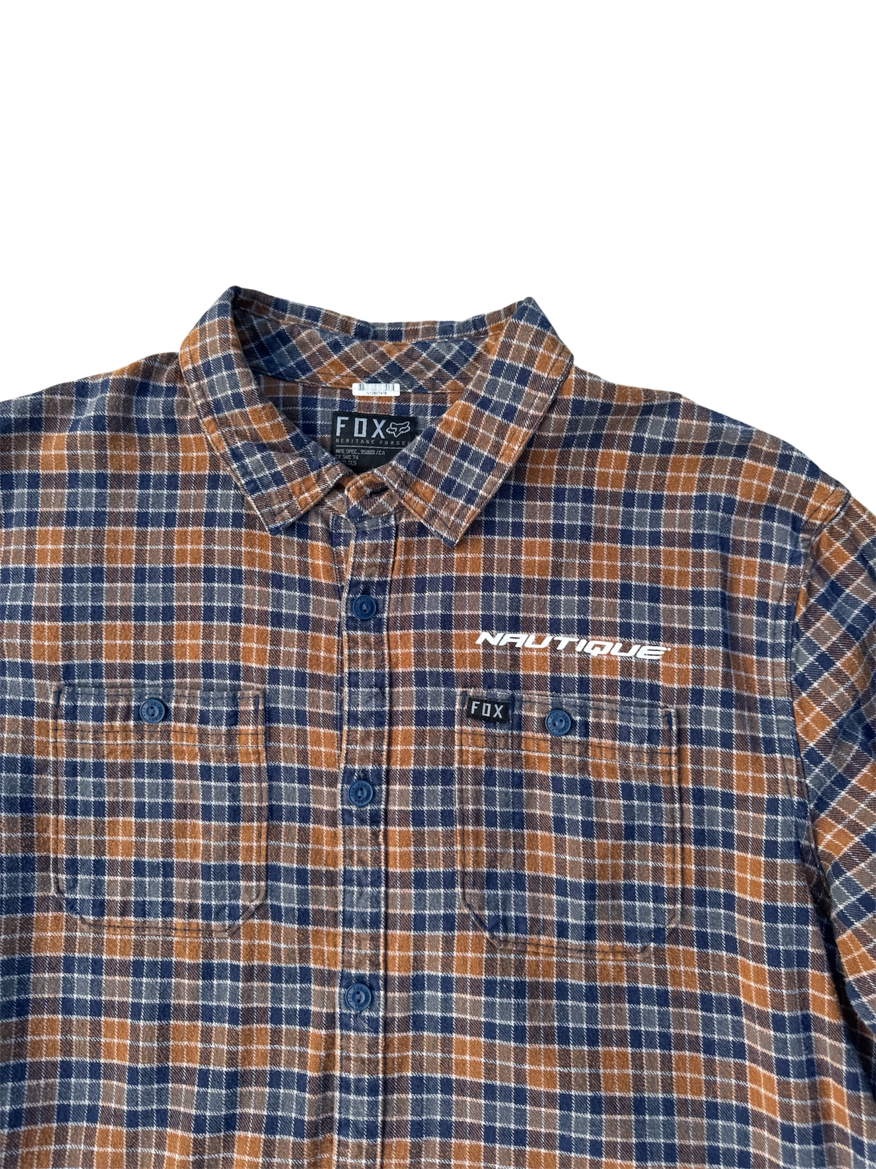 Vintage orange & blue FOX flannel shirt