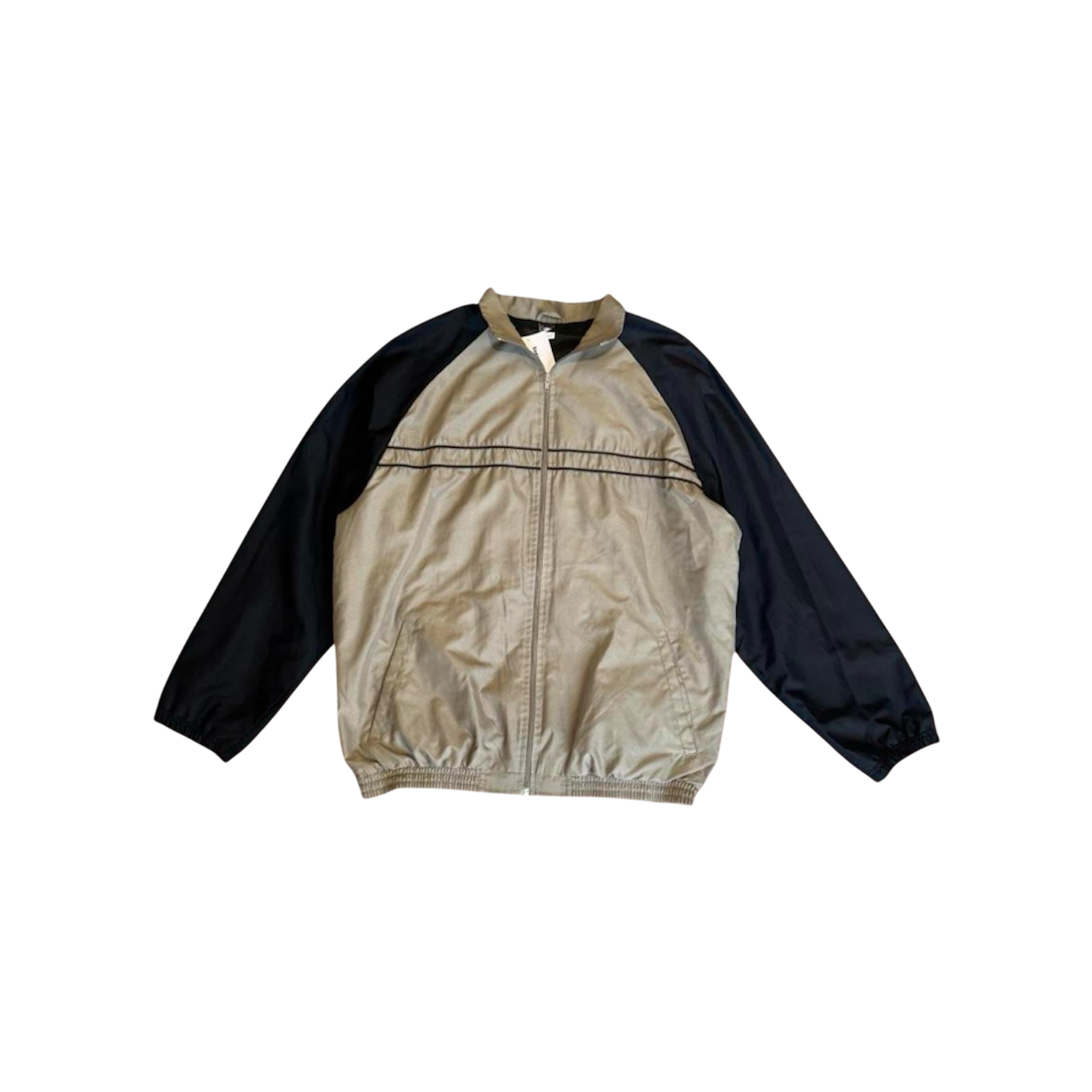 Beige and black windbreaker jacket